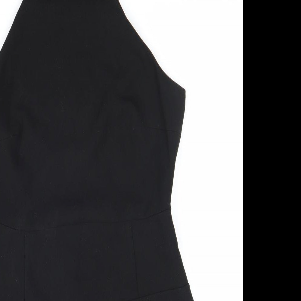 MNG Womens Black Polyester Fit & Flare Size M Round Neck Zip