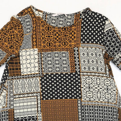 Tu Womens Multicoloured Geometric Viscose A-Line Size 10 Round Neck Pullover