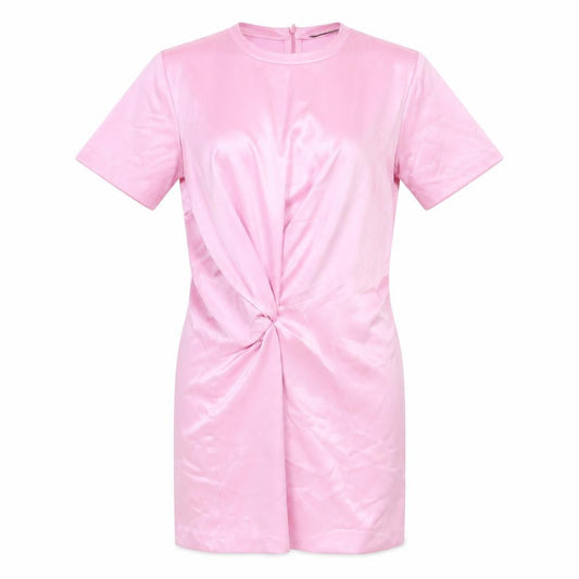 Zara Womens Pink Polyester T-Shirt Dress Size XS Round Neck Zip