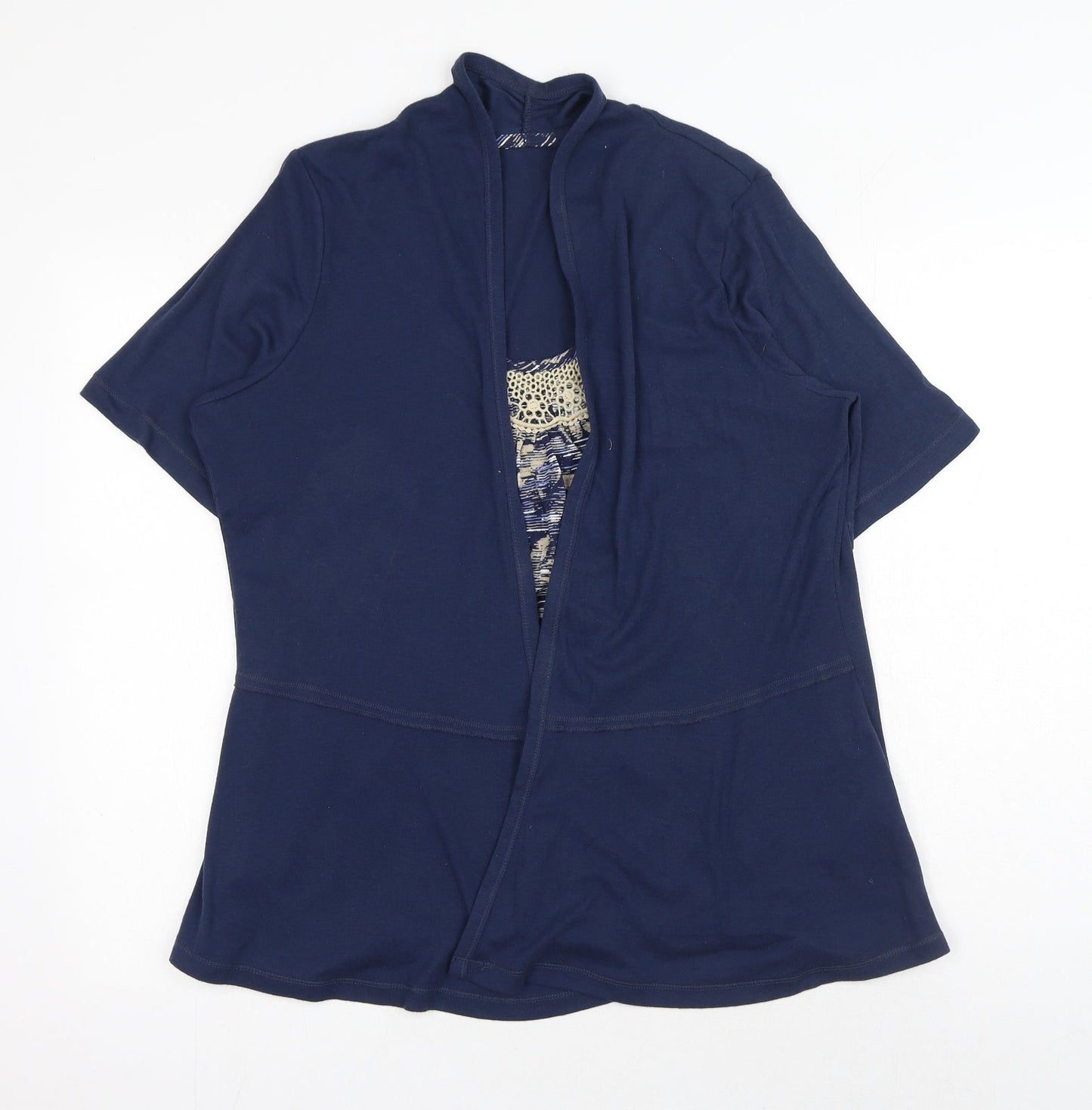 Marks and Spencer Womens Blue Polyester Kimono Blouse Size 16 Round Neck