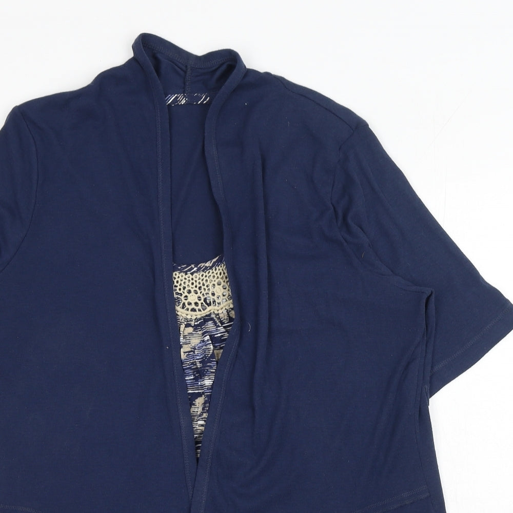 Marks and Spencer Womens Blue Polyester Kimono Blouse Size 16 Round Neck