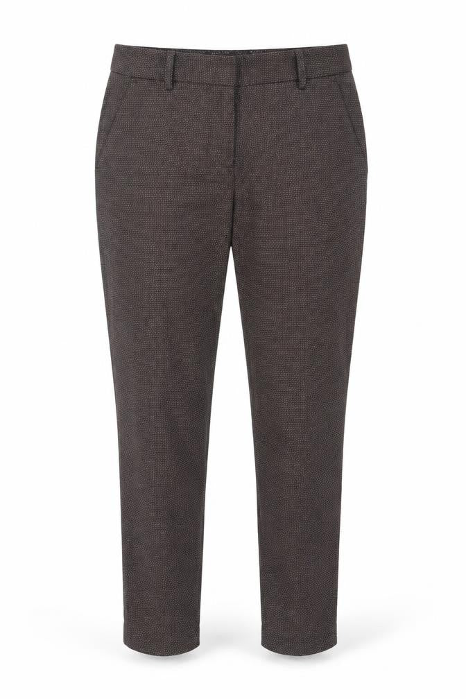 Zara Womens Brown Geometric Polyester Trousers Size 8 Regular Hook & Eye