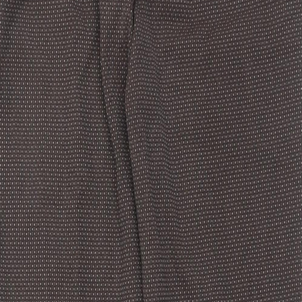 Zara Womens Brown Geometric Polyester Trousers Size 8 Regular Hook & Eye
