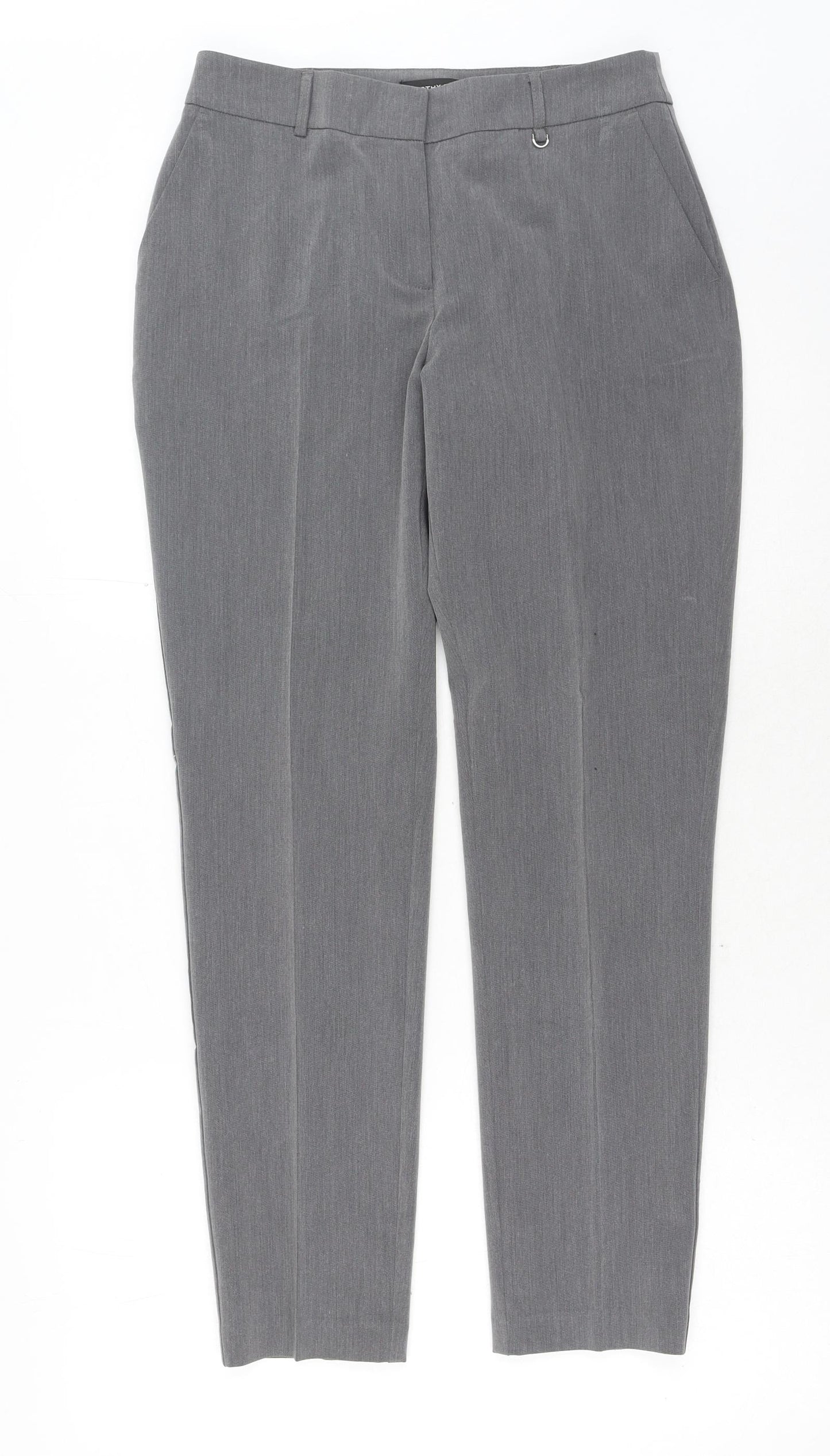 Dorothy Perkins Womens Grey Polyester Carrot Trousers Size 8 Regular Hook & Eye