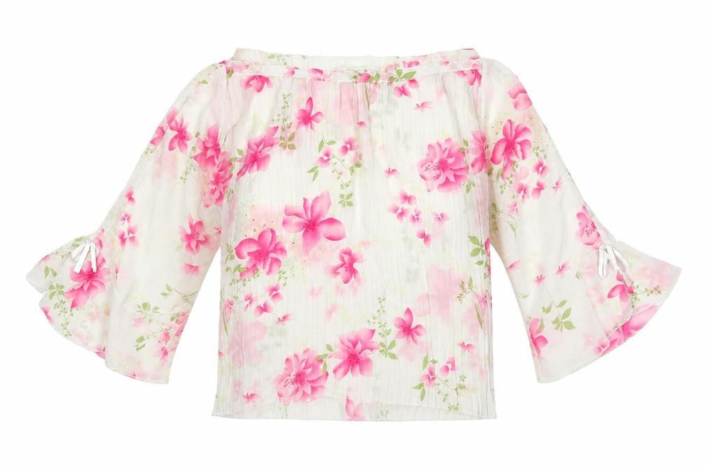 Best Womens Grey Floral Polyester Basic Blouse Size L Off the Shoulder