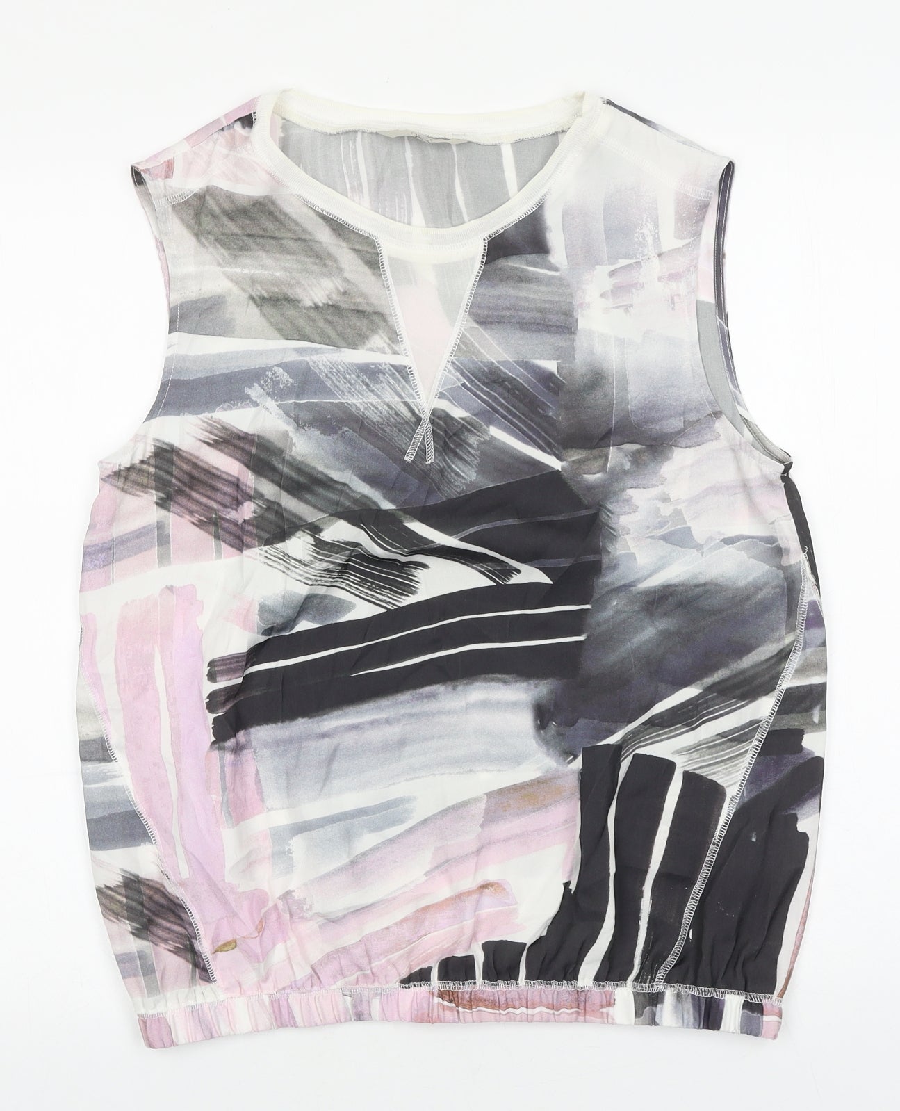 NEXT Womens Multicoloured Geometric Viscose Basic Tank Size 12 Round Neck