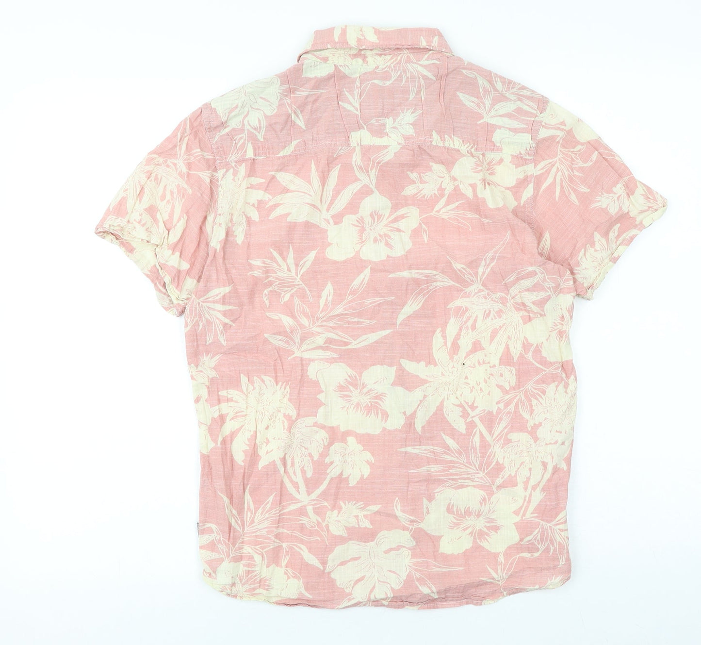 Brave Soul Mens Pink Geometric Cotton Button-Up Size S Collared Button - Tropical Print