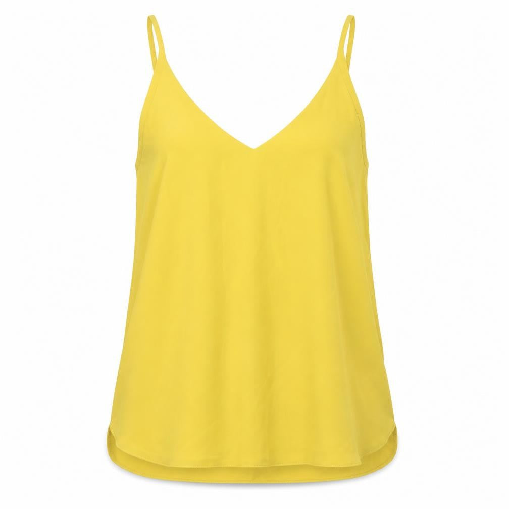 Topshop Womens Yellow Polyester Basic Tank Size 10 V-Neck