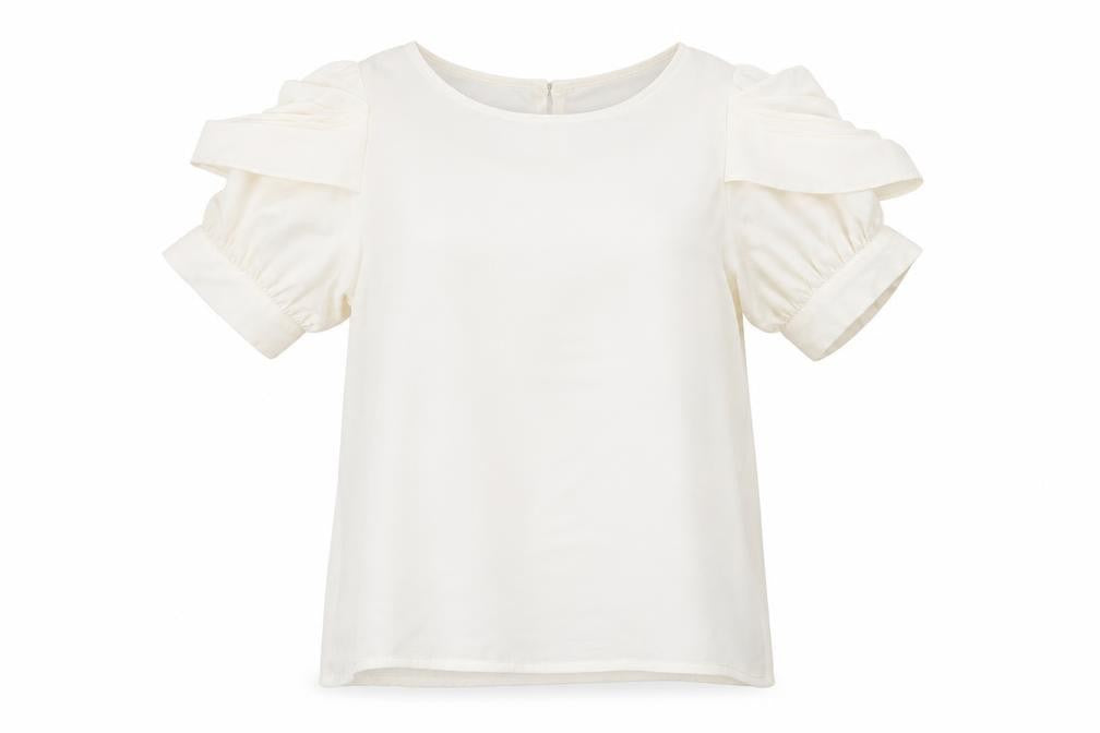 Jimik Womens White Polyester Basic Blouse Size S Round Neck