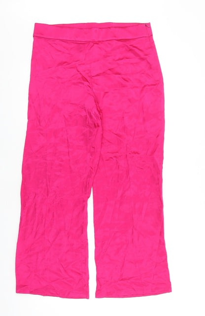 Preloved Zara Womens Pink Polyester Trousers Size 34 in L26 in Regular Zip - Front