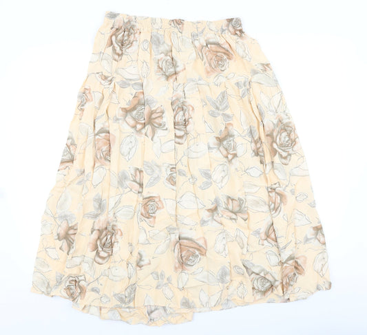 Preworn Womens Pink Floral Viscose Flare Skirt Size 30 in