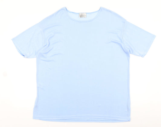 Xposure Womens Blue Nylon Basic T-Shirt Size L Round Neck
