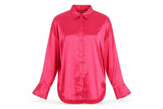 H&M Womens Pink Polyester Basic Button-Up Size S Collared