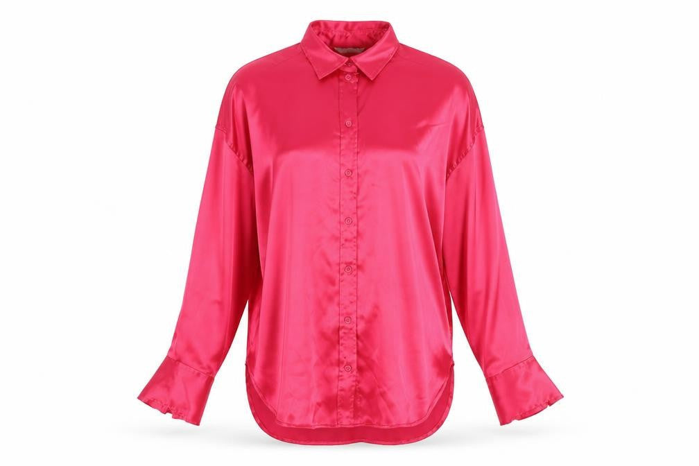 H&M Womens Pink Polyester Basic Button-Up Size S Collared