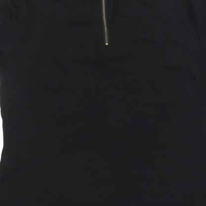 Papaya Womens Black Polyester Basic T-Shirt Size 10 Round Neck