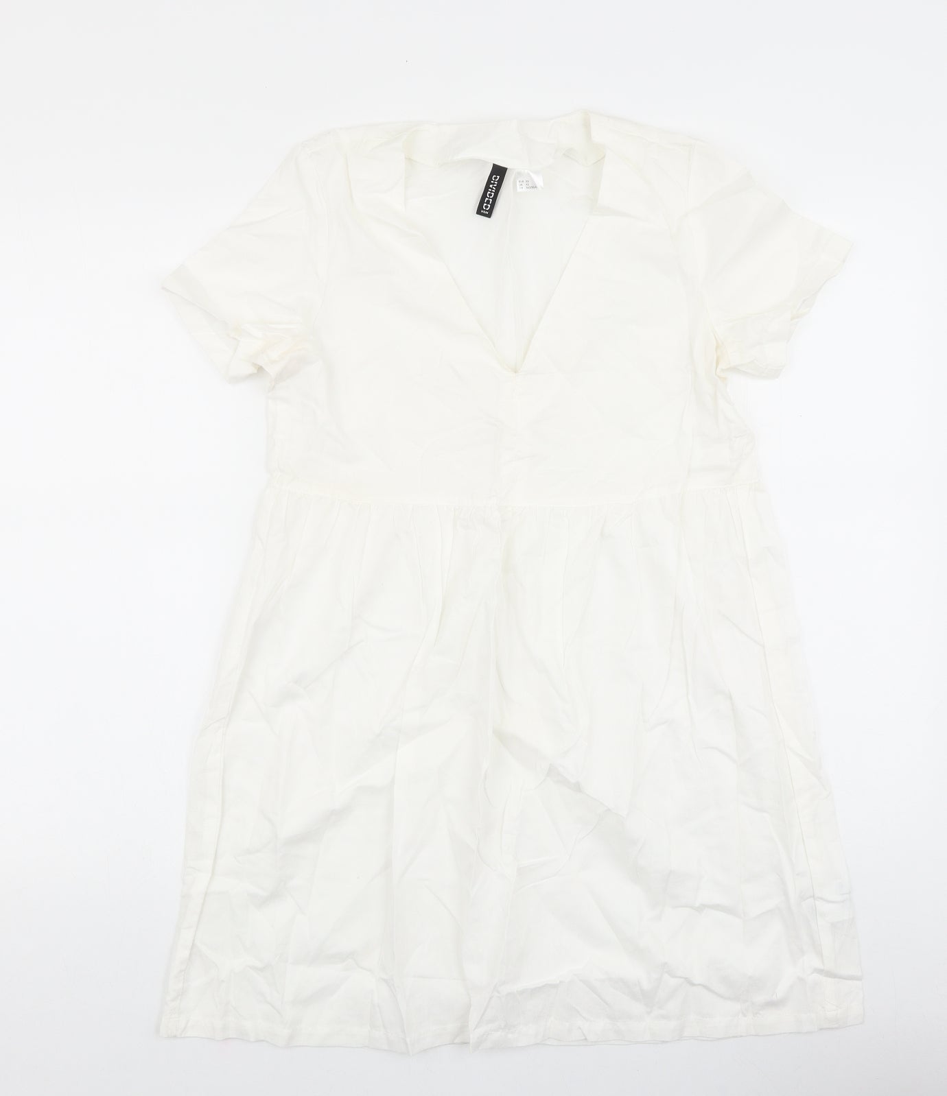 H&M Womens White Viscose A-Line Size S Collared Pullover