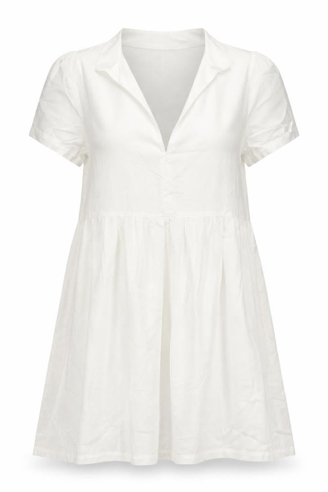 H&M Womens White Viscose A-Line Size S Collared Pullover