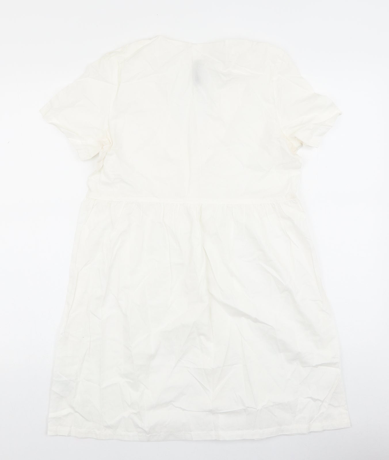 H&M Womens White Viscose A-Line Size S Collared Pullover