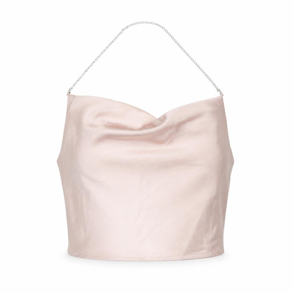 SheIn Womens Pink Polyester Cropped Tank Size S Cowl Neck