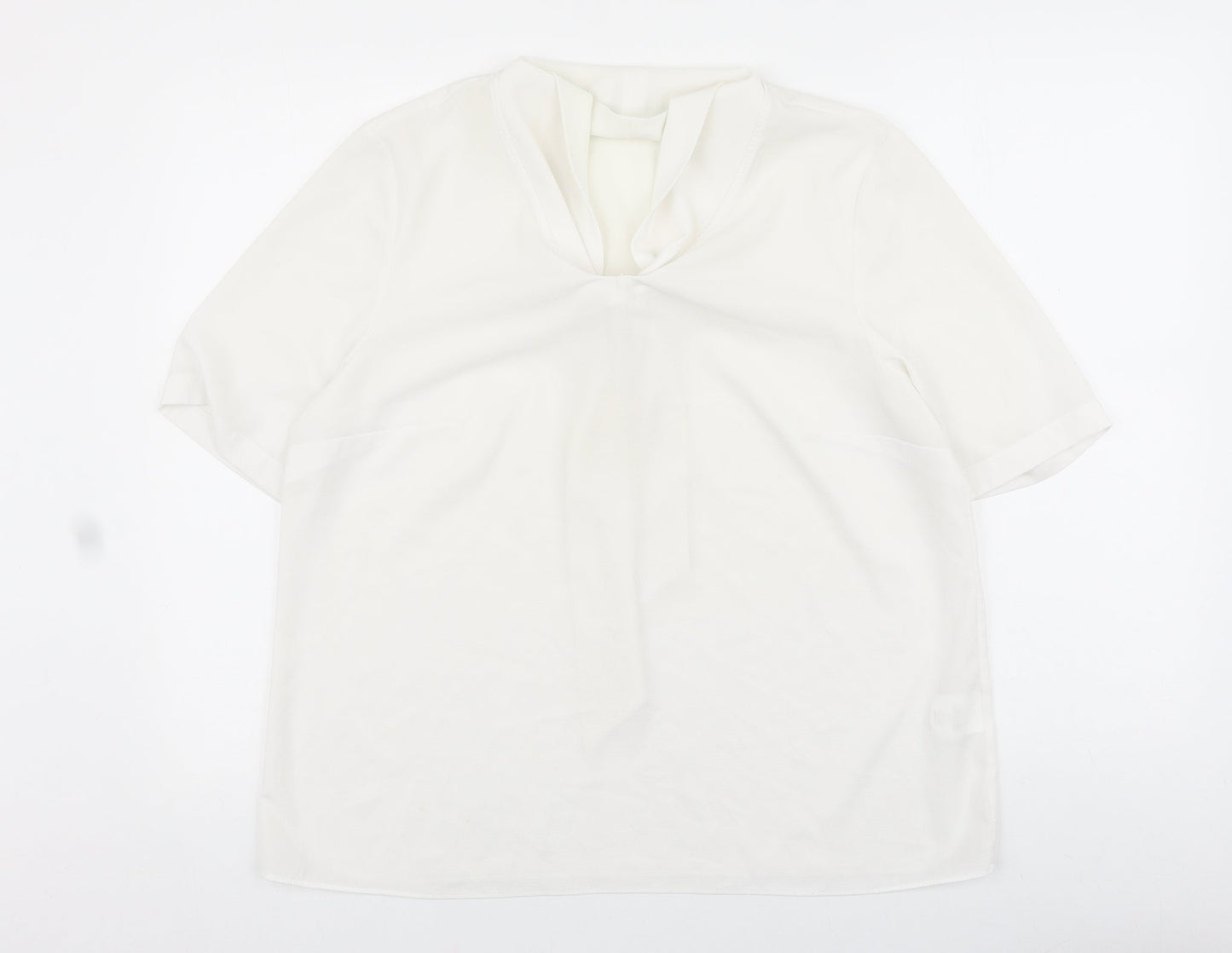 ERFO Womens White Polyester Basic Blouse Size 16 V-Neck