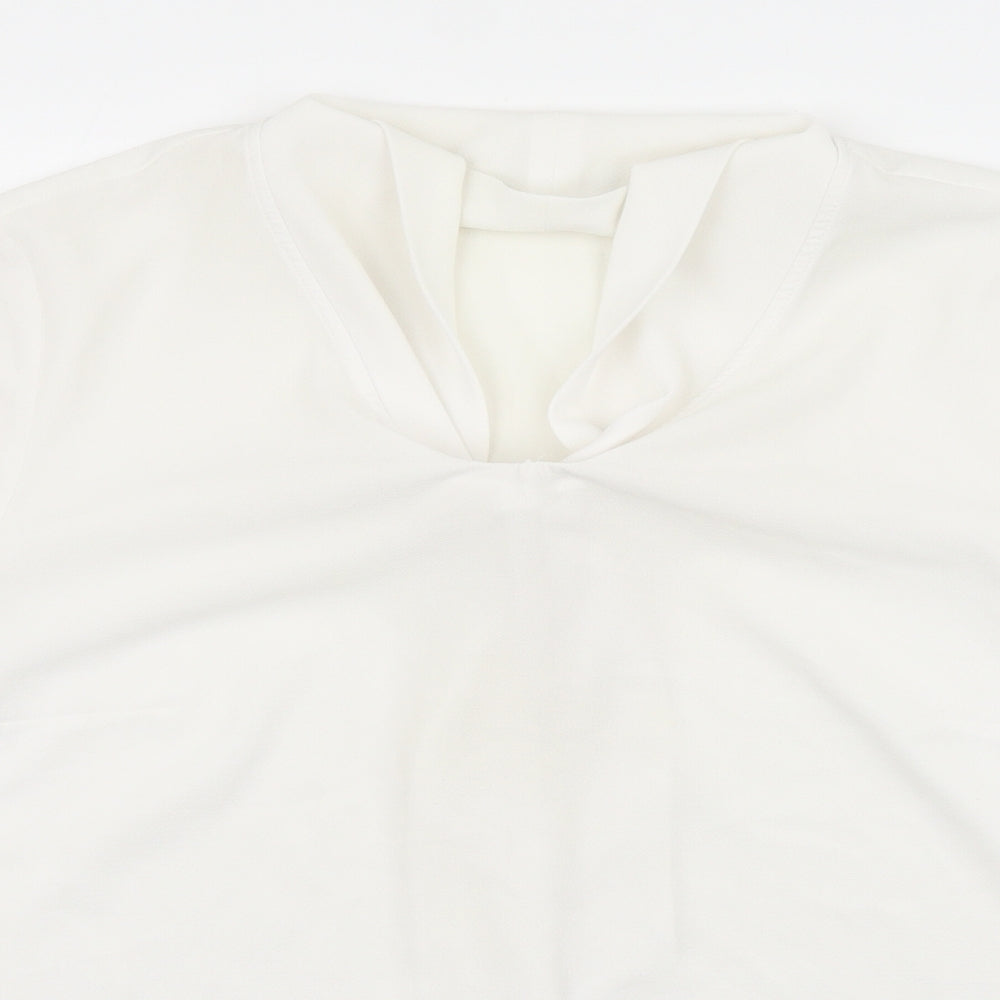ERFO Womens White Polyester Basic Blouse Size 16 V-Neck