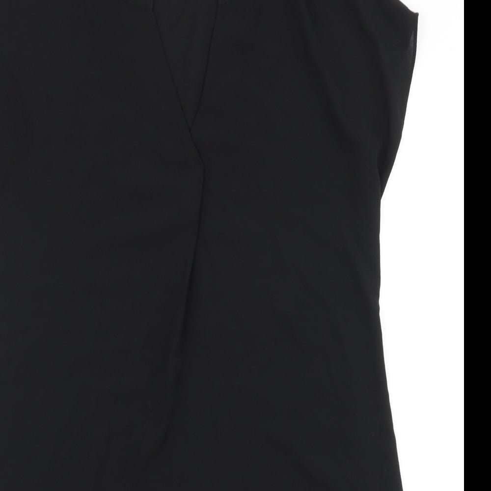 Papaya Womens Black Polyester Shift Size 14 V-Neck Pullover