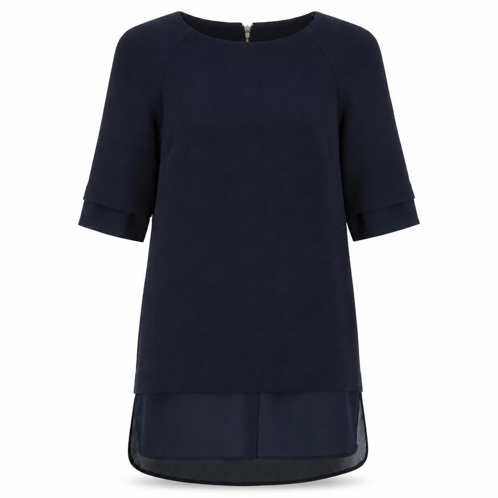 NEXT Womens Blue Viscose Sheath Size 8 Round Neck Zip