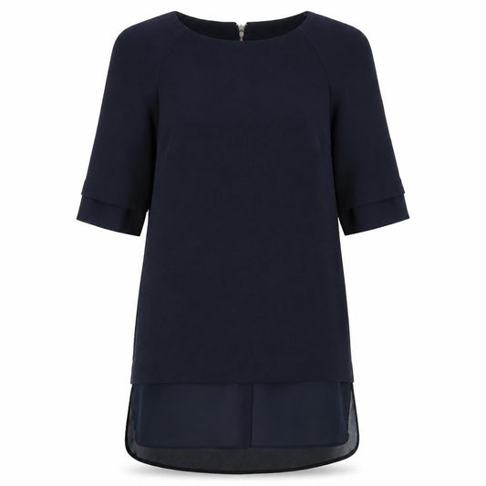 Next Womens Blue Viscose Sheath Size 8 Round Neck Zip