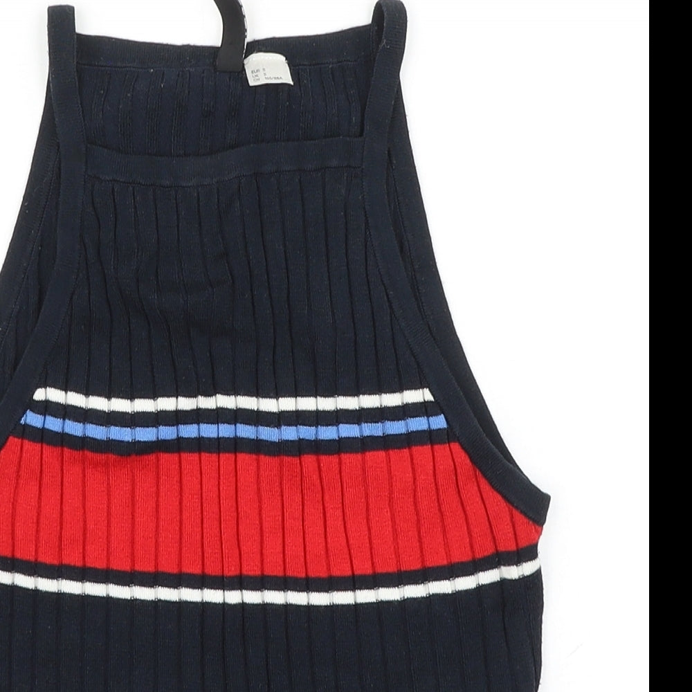 H&M Womens Blue Viscose Basic Tank Size S Square Neck