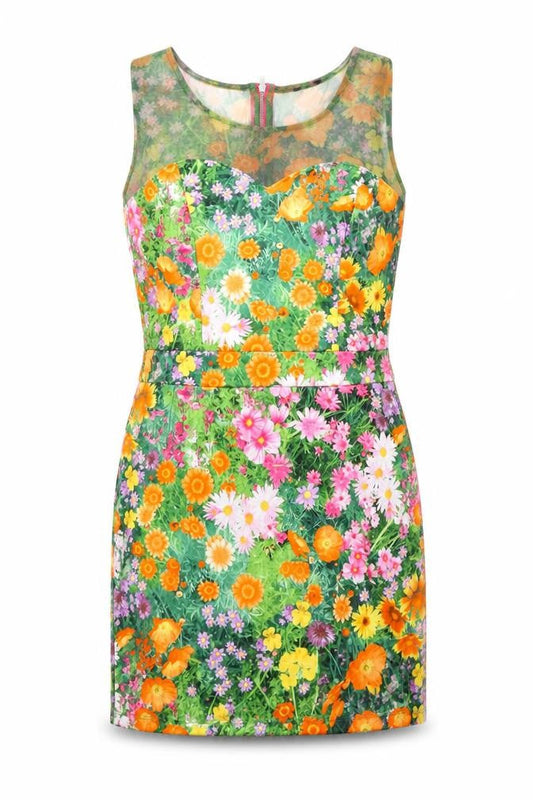 River Island Womens Multicoloured Floral Viscose A-Line Size 14 Round Neck Zip