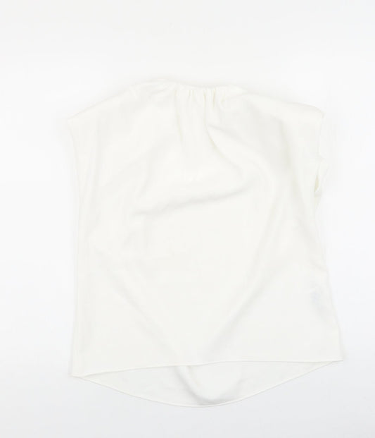 Zara Womens White Polyester Basic Blouse Size S Round Neck