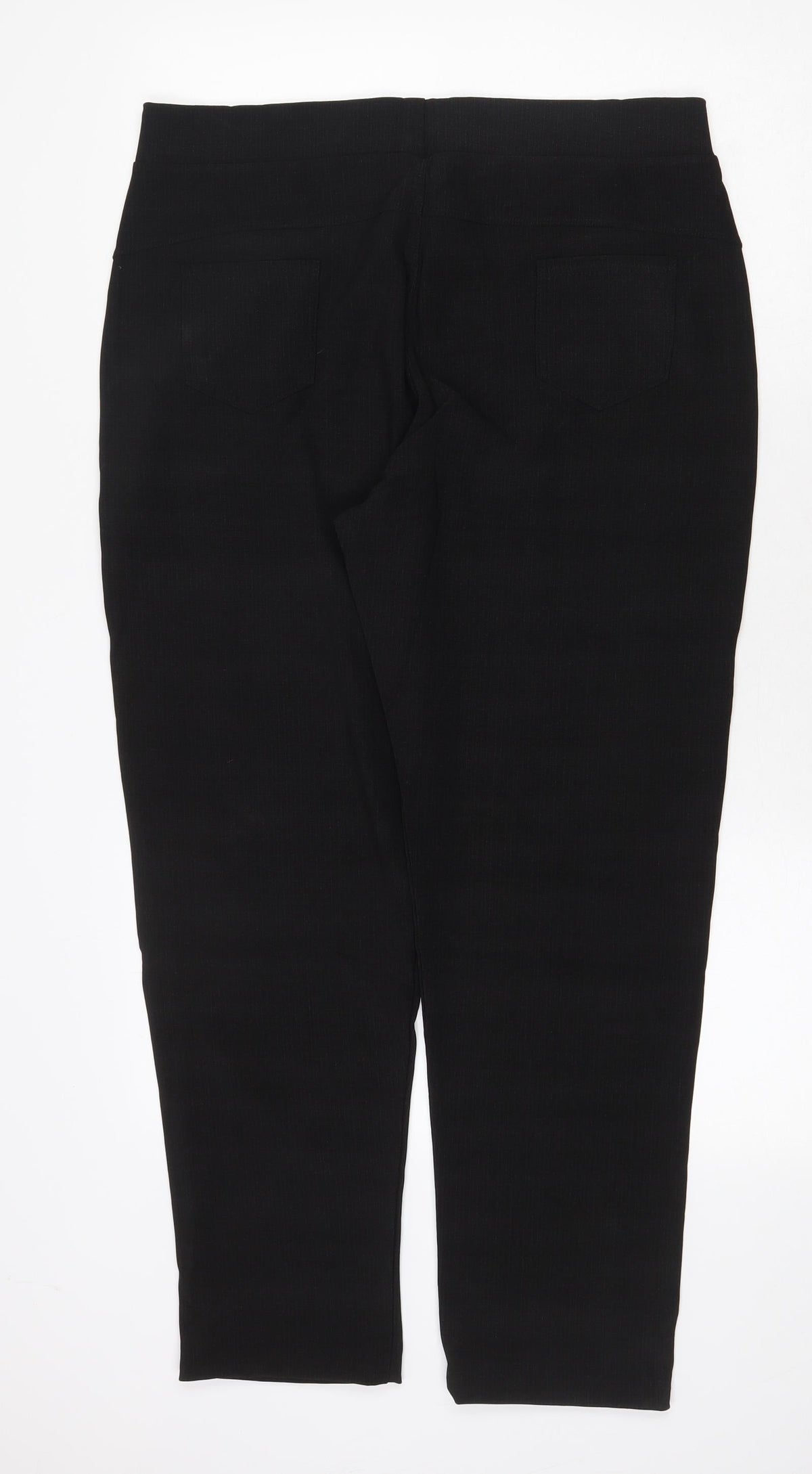 Preworn Womens Black Cotton Trousers Size 4XL Regular - Embellished Pockets