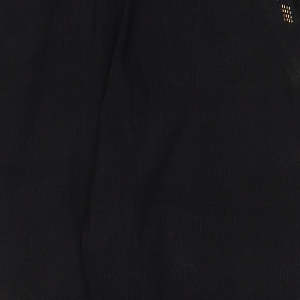 Preworn Womens Black Cotton Trousers Size 4XL Regular - Embellished Pockets