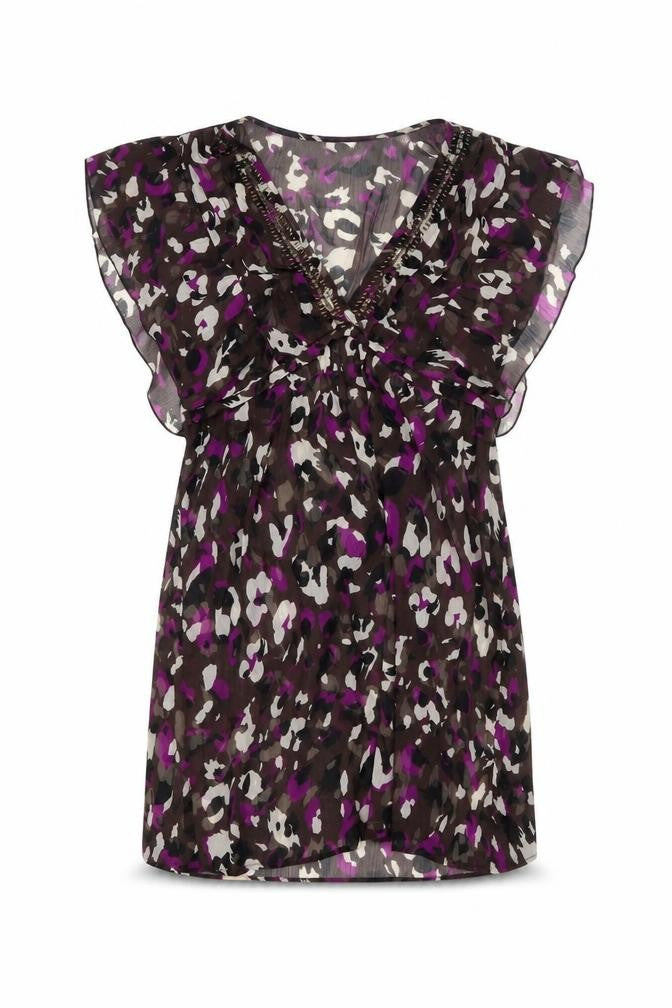 Debenhams Womens Brown Geometric Polyester Mini Size 8 V-Neck Tie