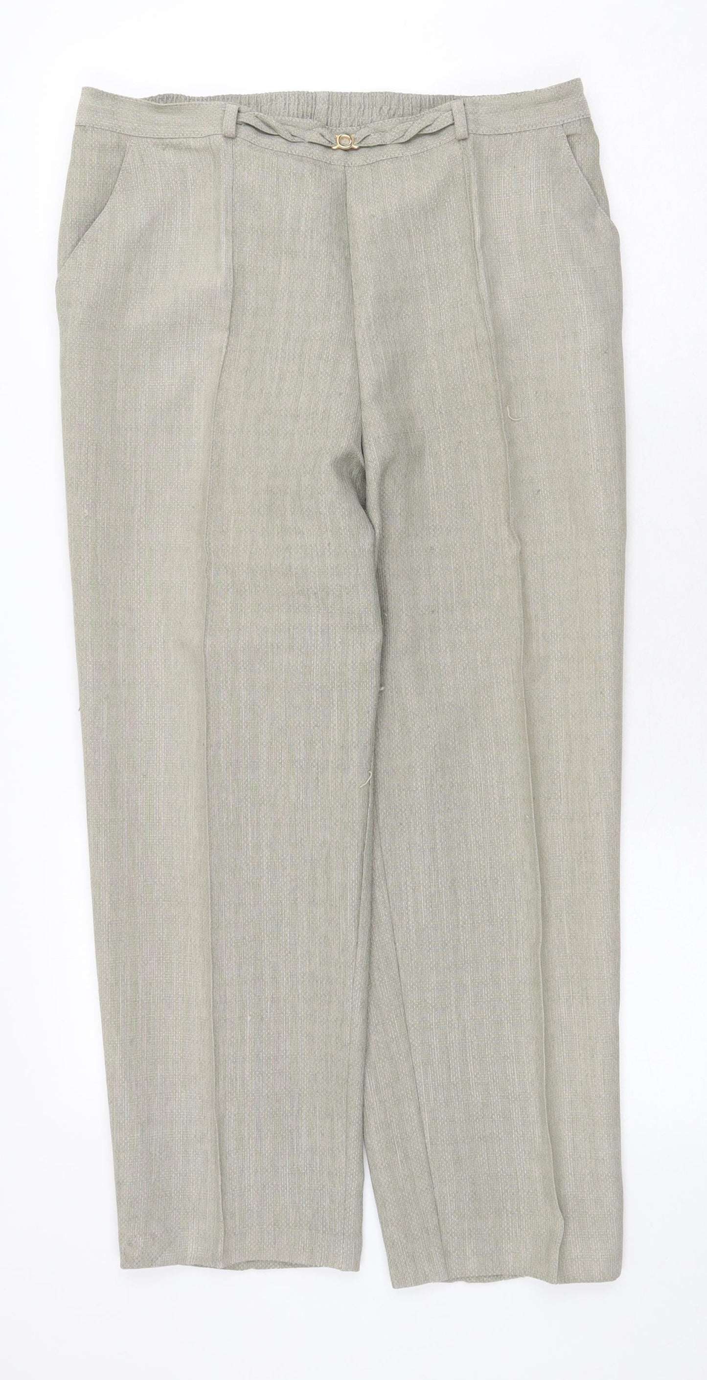 Marks and Spencer Womens Grey Polyester Trousers Size 14 Regular