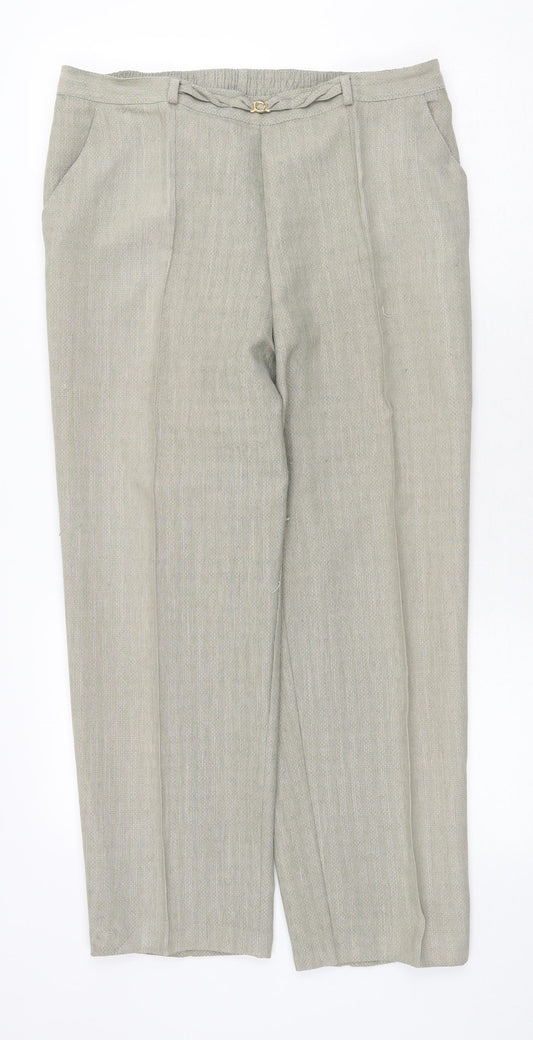 Marks and Spencer Womens Grey Polyester Trousers Size 14 Regular