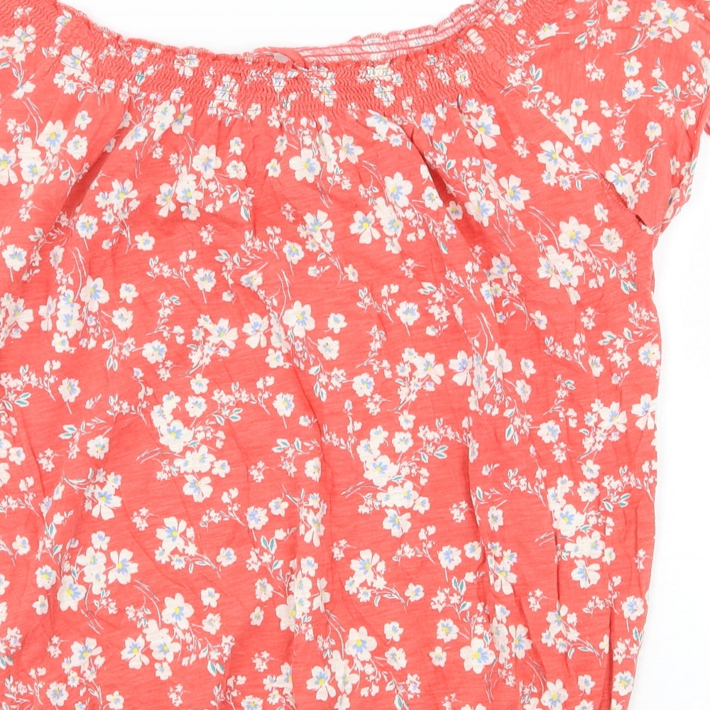 Ede & Ravenscroft Womens Red 100% Cotton Basic Blouse Size 12 Boat Neck
