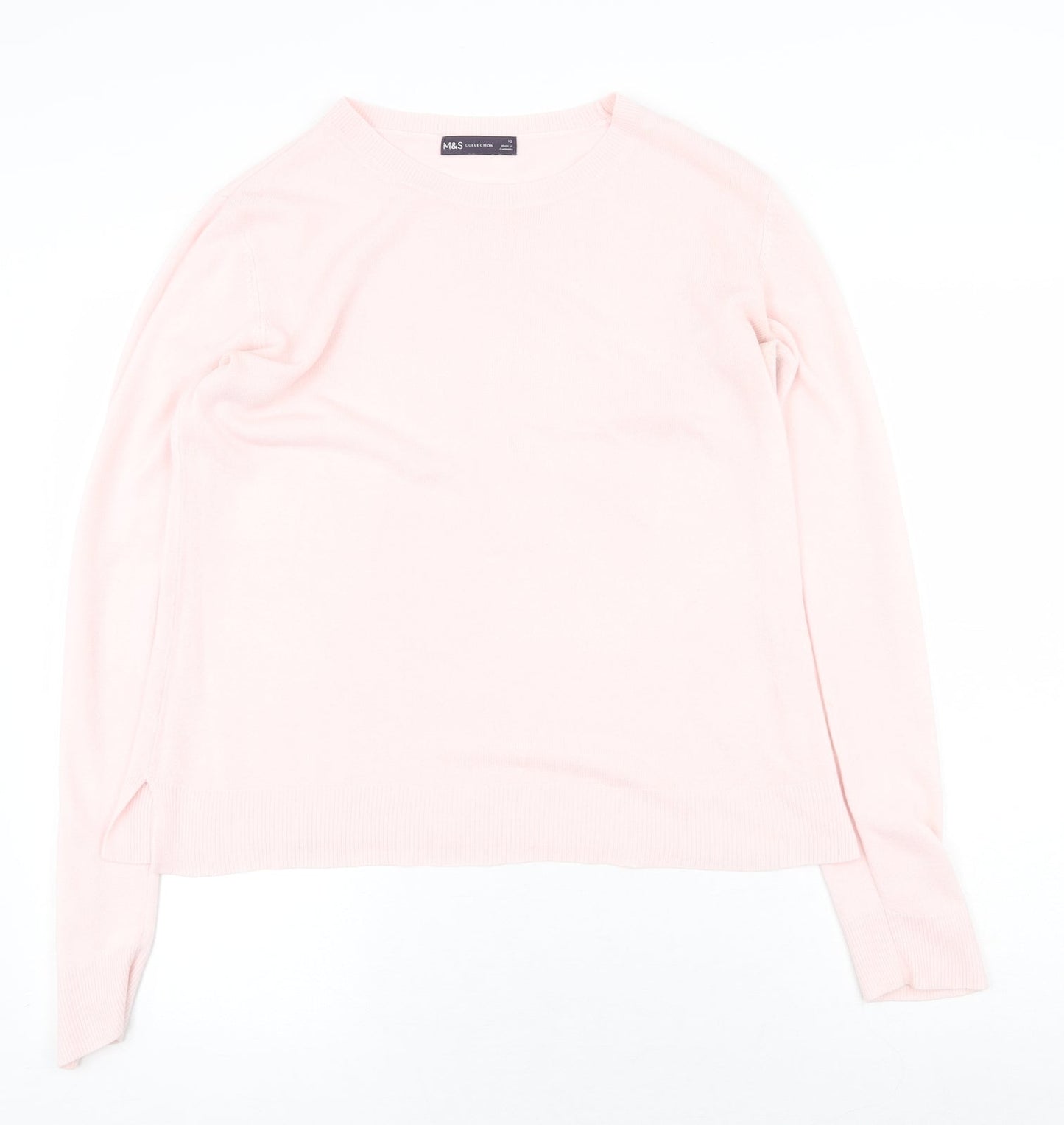 Marks and Spencer Womens Pink Boat Neck Acrylic Pullover Jumper Size 12