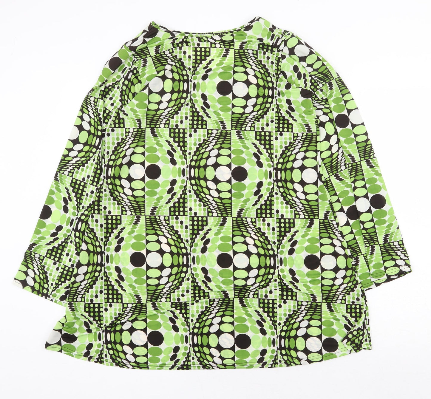 Preworn Womens Green Geometric Polyester Mini Size S Round Neck Pullover