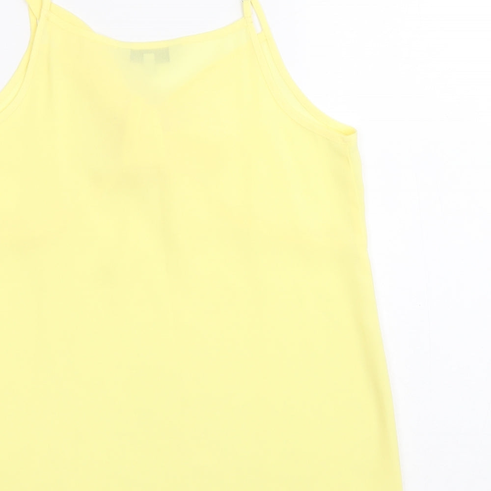 Peacocks Womens Yellow Polyester Basic Tank Size 8 V-Neck