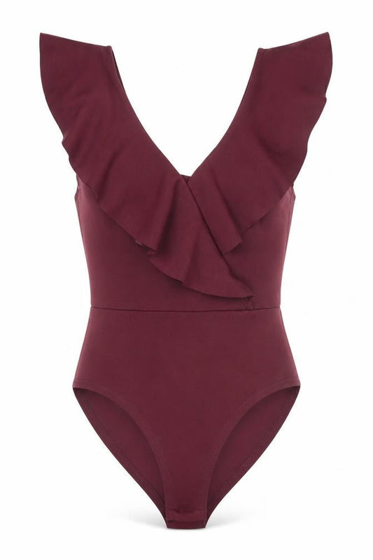 New Look Womens Red Polyester Bodysuit One-Piece Size 8 Snap