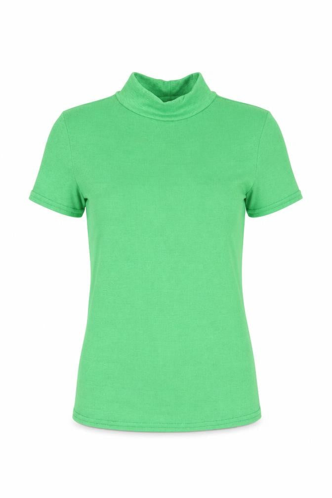 River Island Womens Green Polyester Basic T-Shirt Size 10 Mock Neck