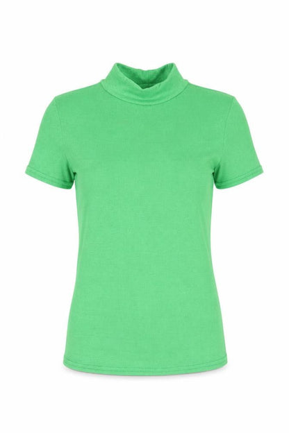 River Island Womens Green Polyester Basic T-Shirt Size 10 Mock Neck