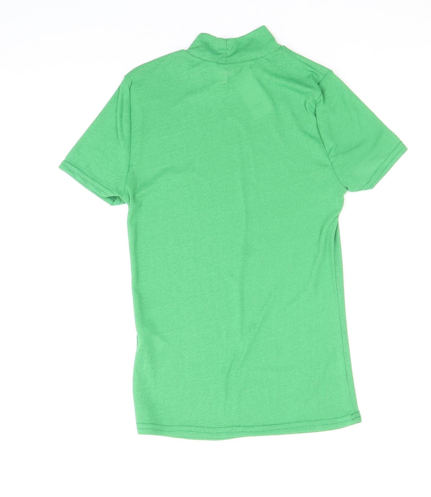 River Island Womens Green Polyester Basic T-Shirt Size 10 Mock Neck