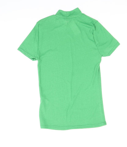 River Island Womens Green Polyester Basic T-Shirt Size 10 Mock Neck