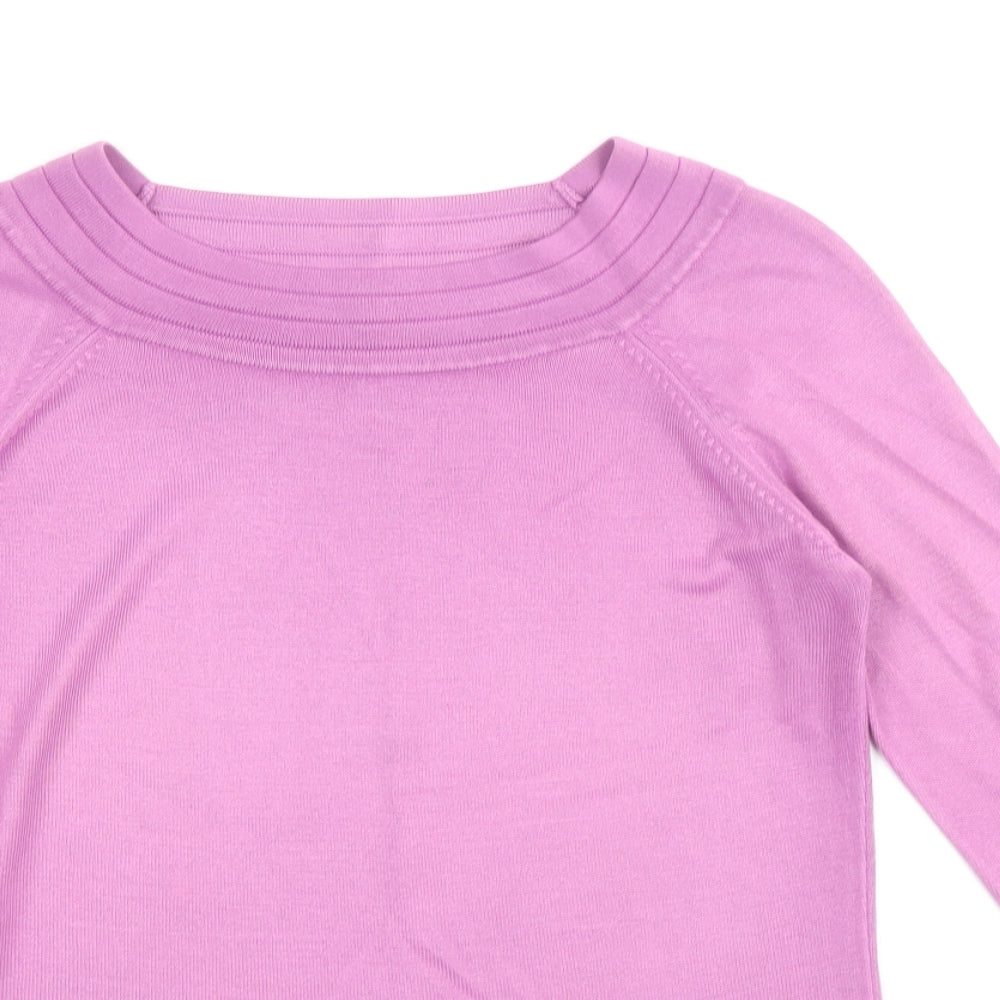Marks and Spencer Womens Purple Boat Neck Acrylic Pullover Jumper Size 10