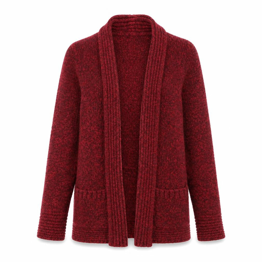 M&Co Womens Red V-Neck Acrylic Cardigan Jumper Size 10