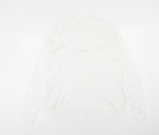 H&M Womens White Round Neck Viscose Pullover Jumper Size S