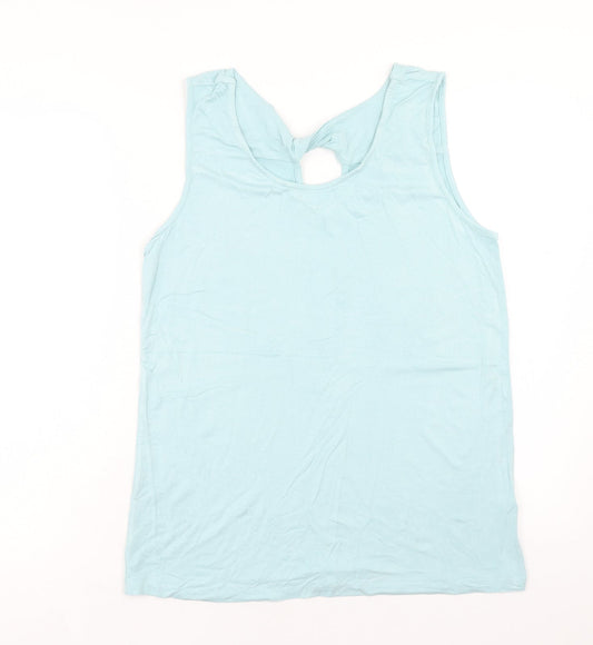 Peacocks Womens Blue Viscose Basic Tank Size 14 Round Neck