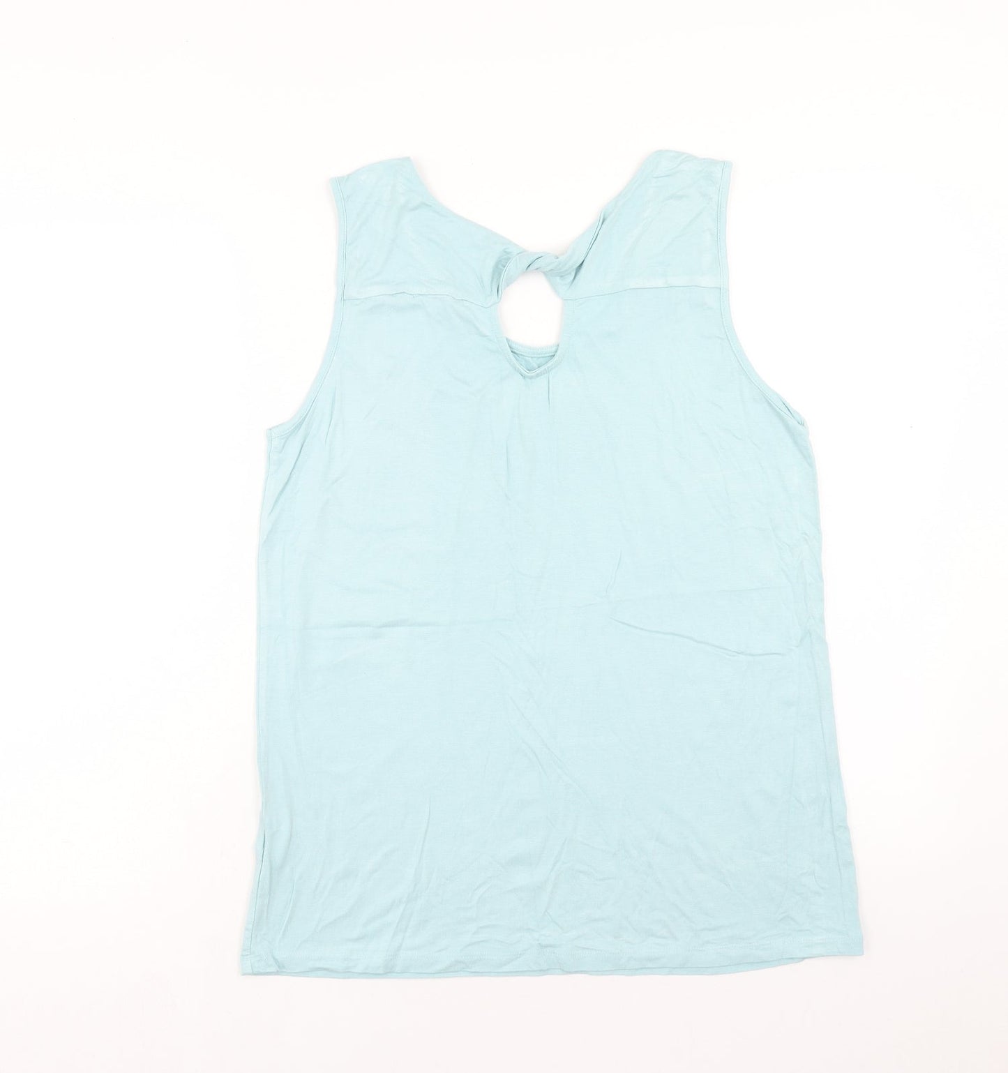 Peacocks Womens Blue Viscose Basic Tank Size 14 Round Neck